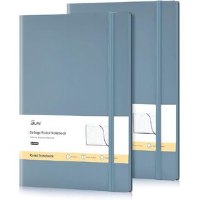 عبوتان من المجلات المسطرة للكلية، B5 دفاتر ملاحظات كبيرة الحجم 192 صفحة، دفتر ملاحظات مبطن بالجامعة للعمل/مجلة للكتابة، غطاء من الجلد الصناعي، 7.6 بوصة × 10 بوصة (رمادي أزرق) in Kuwait