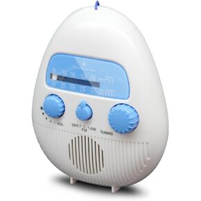 AM FM Shower Radio, Waterproof Portable Shower Radio ABS Material, Built in Speaker, FM AM Receiver, Easy Operation, Perfect for Bathroom or On The Go
