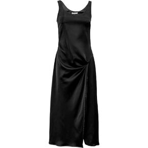 Xintianji Women's Satin V Neck Dress - Silky Sleeveless Side Zip Pleats Cut Out Party Club Night Out Evening Cocktail Dresses