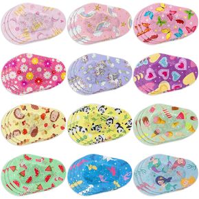 36 Pieces Kids Girls Eye Patches Toddler Adhesive Eye Patch Bulk Cotton Eye Patch Fabric Breathable with Lazy Eye for Pediatric Amblyopia,12 Styles Regular Size
