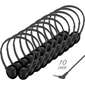 Bulk Classroom Headphones for Kids School 25 Pack, Wired On-Ear Headphones for Classroom Student,Clear Sound 3.5mm Jack for Online Learning(Black)