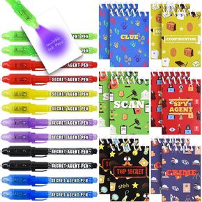 MALEDEN Invisible Ink Pens, 24 Pack Disappearing Ink Pens with Mini Notebooks, Magic Spy Gear for Kids Birthday Party, Halloween, Christmas Stocking Stuffers, Coolest Classroom Gifts