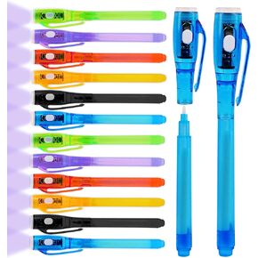 HeroFiber 12 Invisible Ink Pen with UV Light, Party Favors for Kids 8-12, Escape Room Party Favors, Goodie Bag Stuffers for Kids 8-12, Spy Party favors, Magic Marker for Secret Message (12pcs)