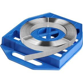 Stainless Steel 304 Strapping Band Coil - 1/2 in Width x 95 ft Length Steel Strapping Roll, Packing Tensioner Strap, Heavy Loads Cable Tie with Rounded and Smooth Band Edges, 1/64 in Thickness