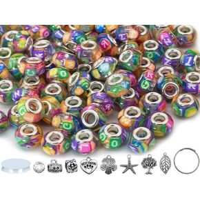 PAMIR TONG 100pcs Large Hole Beads for Pen-14mm Fruit Amber Beads Assortment-Big Hole Space Resin Beads European Craft Beads for DIY Charms Bracelet Jewelry Making #391