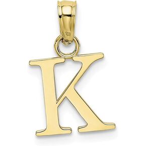 Solid 10k Yellow Gold K Block Initial Letter Alphabet Charm Pendant