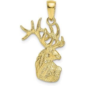 Solid 10k Yellow Gold Deer Head Charm Pendant