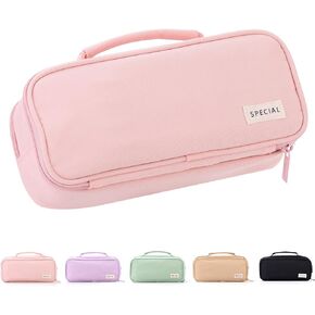 EASTHILL Large Capacity Pencil Case Pen Pouch Organizer Canvas Pencil Bag with Handle School Supplies for Teen Girls-Black
