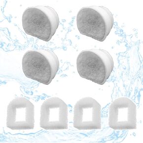 16 Pack Pet Fountain Filter Replacement,8 Carbon Filters and 8 Foam Pre-Filter Replacement Compatible with Multiple Pet Water Dspensers Water Bowl