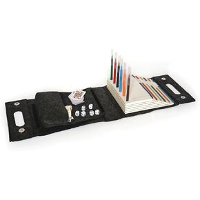 Three by Three jOTBLOCK Portable Stacked Paper Game Set: 6 Game Pads, 6 Color Markers, Mini Playing Cards, 6 Dice in Pouch & Rules, Non-Stop Fun on The Go