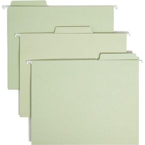 Smead FasTab Hanging File Folder, 1/3-Cut Built-in Tab, Letter Size, Moss, 20 per Box (64082)