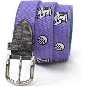 Mile High Life Golf Belts for Men, Canvas Belt with Genuine Leather Tips, Embroidered 2 Layer Web Belt with Pin Buckle
