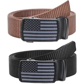 SANSTHS 2 Pack Mens Belts Golf Belt, Tactical Work Belt Web Nylon Ratchet Belts for Men