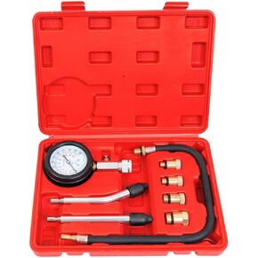 BIG RED Torin Engine Compression Test Kit, 8 PCS, 0-300 Psi, Cylinder Compression Tester, Automotive Pressure Tool Gauge for Petrol Gas Engine of Cars Trucks ATV UTV, Red, ATRHS-A0031R