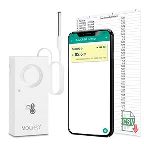 ST8 Freezer Temperature Data Logger with Audible Alarm, 32000 Points, CSV Export, Bluetooth Thermometer Recorder for Pharmacy Vaccine Refrigerator, Lab, Fridge, Cold Chain