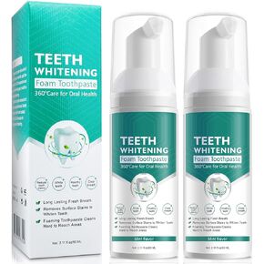 2 Packs Foam Toothpaste, Whitening Toothpaste, Baking Soda Toothpaste, Ultra-fine Mousse Foam Deeply Cleaning Gums, for Great Oral Care & Whitening Result - Blueberry Flavor