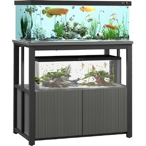 BEWISHOME 20-29 جالون حوض للأسماك حامل إطار معدني حوض السمك مع خزانة لتخزين الملحقات، مناسب للسلاحف والزواحف وخزان مرابي الحيوانات، سعة 960 رطل رمادي KYG02H in Kuwait