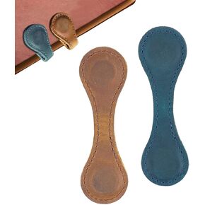 Magnetic Leather Bookmarks,2Pcs Personalized Vintage Bookmarks for Reading Book Accessories Page Markers Convenient Book Mark Clip Gift for Book Lover Readers Men Women Student (Red+Coffee)