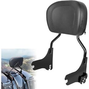 Detachable Backrest Sissy Bar Upright Passenger Backrest w/Pad Compatible With For Touring Road King Electra Glide Street Glide Road Glide FLHR FLHX FLHT FLTR 1997-2008（Chrome）