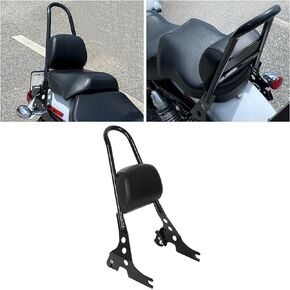 Passenger Backrest Pad Sissy Bar Cushion Fit for 2004&up Harley Sportster XL XLH 883 1200 Black Detachable