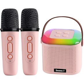 Karaoke Machine for Kids,Portable Bluetooth Party Speaker with 2 Wireless Microphones,Kids Music Player Toy for Girls 3,4,5,6,7,8,9,10,11,12+Years Old Birthday Gifts(2-Pink)