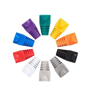 Soft PVC RJ45 Ethernet Network Cable Strain Relief Boot Fits CAT5 CAT5e CAT6 CAT6A, RJ45 Color Coded Cable Connector Plug Cover for LAN Cable (100pack-Yellow)