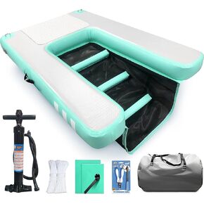 Inflatable Large Dog Float Floating Ramp - Swimming Pets Up to 220 Pounds Large Dogs - Inflatable Stairs for Boats, Docks, with Pump/Rope/Repair Kit - PVC Anti-Slip Fabric