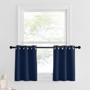 NICETOWN Short Tiers Kitchen Curtains Blackout Grommet Thermal Insulated Privacy Window Treatment Small Camper Curtain Drapes for Bathroom Travel RV (2 Panels, Peacock Teal, 42 by 30 Inches)