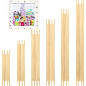 Hotop 12 Sets Stretcher Bars for Needlework 6 Sizes Wooden Canvas Stretcher Bars for Needlepoint Embroidery Stitch Frame Set Bundle with Crafts