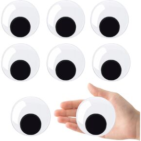 KIMOBER 3 Inches Googly Eyes for Crafts,Black Round Plastic Wiggle Eyes with Self-Adhesive for DIY Crafts Decoration,6pcs