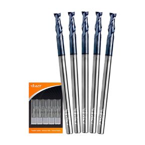 ACCUCUT I2KES 2 Flute 1/8" Carbide Square End Mill - Milling Bit for Aluminum, Steel, Copper, Plastic & Alloys - 35 Degree Helix, AlTiN Coating CNC Router Bit