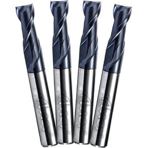 ACCUCUT I2KES 2 فلوت 1/8 بوصة مطحنة نهاية مربعة من الكربيد - لقمة طحن للألمنيوم والصلب والنحاس والبلاستيك والسبائك - حلزون 35 درجة، لقمة توجيه CNC مطلية بـ AlTiN in Kuwait