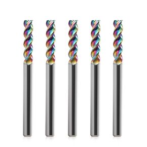 1/8" Shank Square Nose End Mill for Aluminum - 3-Flute CNC Spiral Router Bits Solid Carbide Milling Cutters with DLC Coating, U-Type Design CNC Bits for Aluminum Applications 12mm Cutting Dia (5PCS)