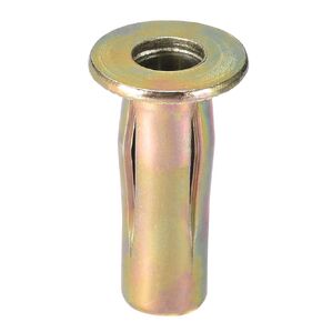 1/4-20 Multi-Grip Rivet Nuts, 25pcs Pre-Bulbed Shank Flat Head Threaded Insert Nut Gold Zinc Plated Finish Carbon Steel Plus Nuts Construction Fasteners for Industrial