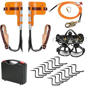 مسامير تسلق الأشجار، معدات تسلق الأشجار قابلة للتعديل مع حزام تسلق، خط قلاب أساسي من أسلاك الفولاذ وخطوات شجرة الصيد، مجموعة أدوات التسلق مع أداة ضبط الحبل ذات القفل الثلاثي لأعمال الشجرة in Kuwait