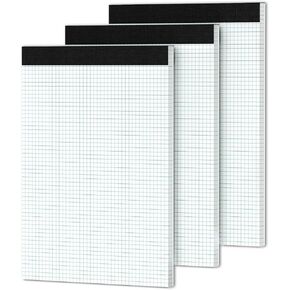 Graph Paper 8.5 x 11 White Grid Paper Pads 3 Pack Graph Pads 8 1/2 x 11 Graft Paper Letter Size 5x5 Grid Paper with Blue Quad Rule 11 x 8.5 Math Graph Paper Pads for School Square Paper, 50 Sheets/Pad