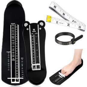Weewooday 2 Pcs Shoes Measuring Sizer Foot Measuring Devices Ruler with Measuring Tape and Ring Sizer, US Size Standard(Black, Bear)