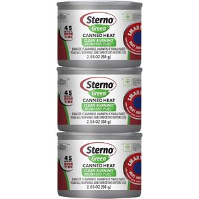 Sterno Green Chafing Dish Fuel Cans & Gel Fuel Cans for Food Warmer & Portable Stoves, 45-Minute Burn Time, - Pack of 6