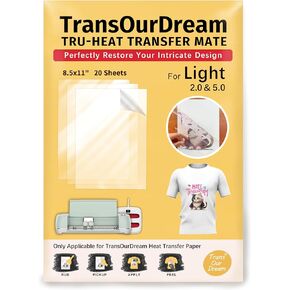 TransOurDream Tru-Heat Transfer Mate for Dark T Shirts Transfer Paper (10 Sheets, 8.5"x11") Clear Iron on Transfer Tape for Printable HTV Vinyl (TAPD-10)