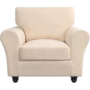 SearchI Stretch Sofa Cover Couch Cover, 3 Pieces Loveseat Slipcover with 2 Separate Cushion Cover, Washable Furniture Protector for Living Room(Loveseat, Silver Beige)