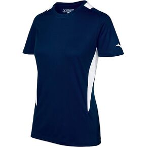 Mizuno Girl's Crew Neck Jersey, Navy-White, Large