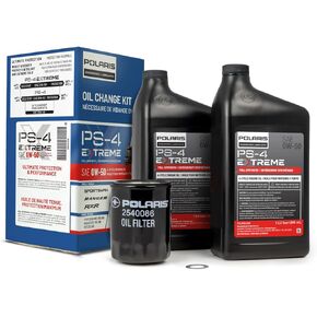 Polaris Oil Change Kit for Specific RANGER, RZR, Sportsman, ACE 570 Models With 4 Stroke Engine, Includes 2 Quarts PS-4 EXTREME 0W-50 Full Synthetic Oil, 1 Oil Filter, 1 Washer - 2890056
