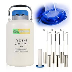 10L Liquid Nitrogen Tank, Aluminum Alloy Cryogenic Container Liquid Nitrogen (LN2) Dewar, Semen Tank, Liquid Nitrogen Dewar with 6 Canisters & Carry Bag (10L)