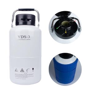 3L Liquid Nitrogen Dewar, Cryogenic Nitrogen Container Tank with 3 Canisters & Carry Bag