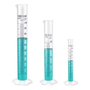 Plastic Blue Printed Graduated Measuring Cylinder Set, Vol.2000ml, Hexagonal Base, with Spout, IN-MC2000