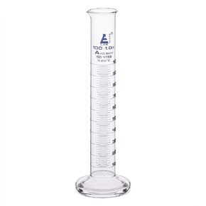 EISCO Graduated Cylinder, 100ml - Class A Tolerance ±0.50ml - Round Base - Blue Graduations - Borosilicate 3.3 Glass