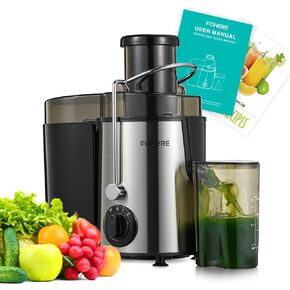 Juicer Machines, 600W Centrifugal Juicer with Wide Mouth 3" Feed Chute for Whole Vegetable and Fruit with 3-Speed Setting, Easy to Clean, BPA Free, High Yield Juice, Juice Recipe Included