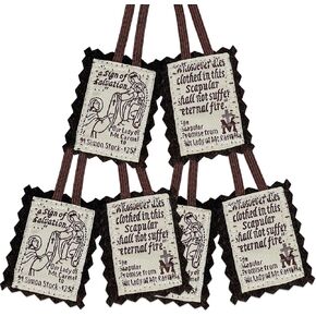 Scapulars Catholic, Brown Scapular Of Our Lady Of Mount Carmel, Escapularios Catolicos Scapular Catholic Necklaces Gift, Escapulario De La Virgen Del Carmen, Mexican Folk Art Decor for Home Wall in Kuwait