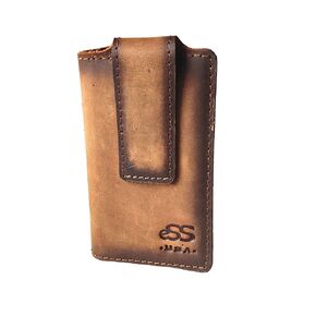eSS Money clip for men - Rfid Blocking- Real Vegetable tan Leather - Front pocket money holder wallet for men slim minimalist- Teak -best cool gifts for dad