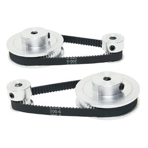 2PCS Set 2GT Aluminum Timing Pulley 20&48 Teeth 8mm Bore Synchronous Wheel with 2PCS Length 200mm Width 6mm Belt (20-48T-8B-6)